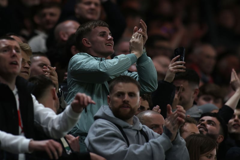 Chelsea fans celebrate after Conor Gallagher gave them the lead.