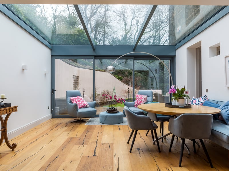 Interior: Dating back almost 200 years, the property has been fully renovated to a very high specification. A contemporary extension brightens the large kitchen/dining space and upstairs, the ensuite principal bedroom features a balcony.