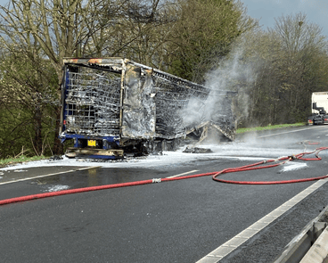 A lorry blaze has shut the A1(M) northbound between Blyth and the M18 intersection near Doncaster. Photo: National Highways Yorkshire
