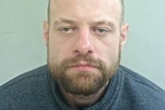 Richard Layfield is wanted for failing to adhere to his notification requirements and on recall to prison.
The 36-year-old is described as 5ft 11in tall, of medium build, with a bald head.
He has links to Burnley, Nelson and Colne.
“Do not approach him, but call 999,” a spokesman for Lancashire Police said.
If you have any other information about his whereabouts, call 101 or report it online via https://doitonline.lancashire.police.uk/.
Independent charity Crimestoppers can also be contacted anonymously on 0800 555 111.