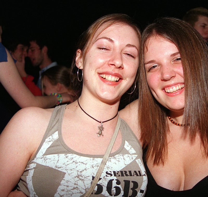 Cassandra Nightingale and Emma Brichell at The Fuzz Club at Sheffield University's union building in 2003
