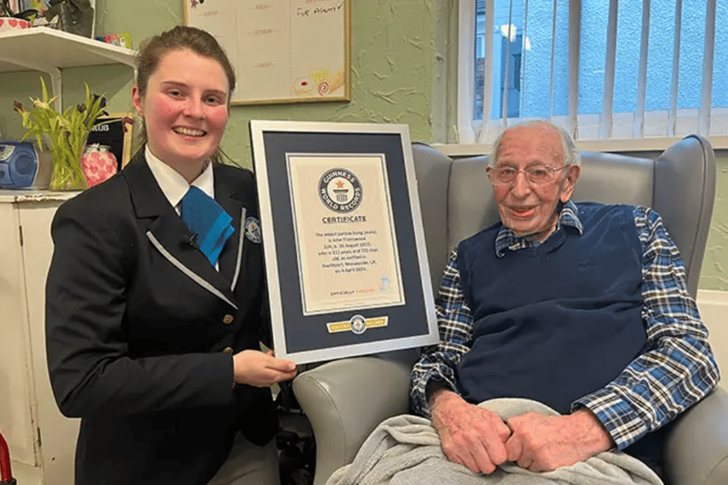 At 111-years-old, John Alfred Tinniswood is now the world’s oldest living man. Born on August 26, 1912, John is a great-grandfather and currently lives at a care home in Southport, where staff describe him as ‘a big chatterbox’.  He was crowned the oldest man on the planet in April 2024, following the deaths of 114-year-old Juan Vicente Pérez, from Venezuela, and 112-year-old Gisaburo Sonobe from Japan.