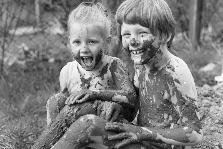 Now that's messy. These Sunderland youngsters were having fun in the mud in 1975.
