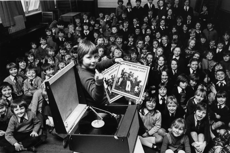 St Nicholas's School - Matthew leads the finger snapping jazz fans at school as they listen to his fathers LP in assembly 1976