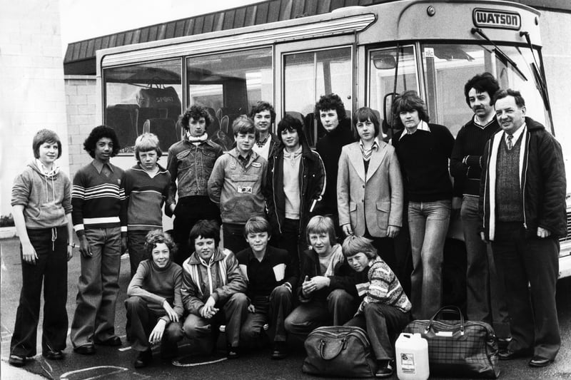 Larkholme School ready for their school trip to Germany, 1977