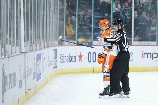 Marco Vallerand upsets the officials at Belfast Giants