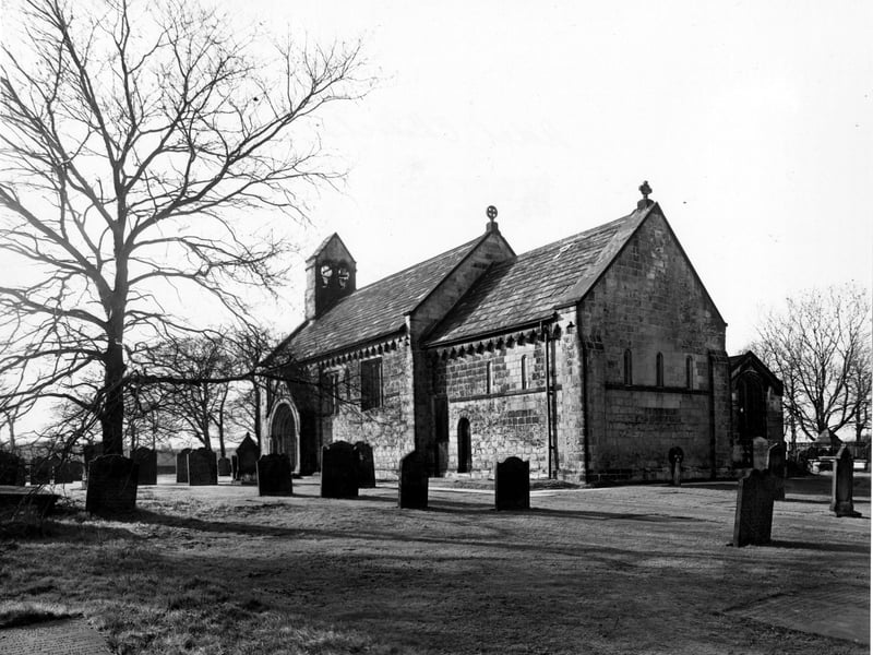 St. John's Church and graveyard. pictured in March 1950.