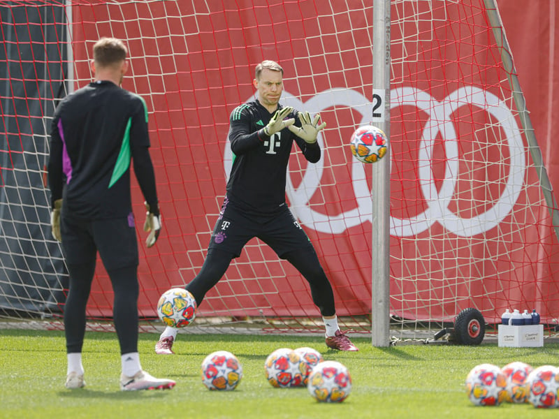 Doubt - the German veteran goalkeeper has returned to training after tearing a muscle in his left adductor while on international duty