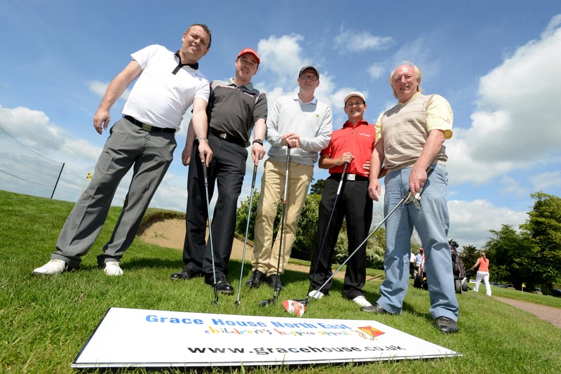 Former Sunderland players Gordon Armstrong and Micky Horswill joined in with a charity golf day in 2014.
Joining them was David Cook, Chairman of the Board of Grace House, Anthony Guest and Joe Jenkins from Barclays Bank.