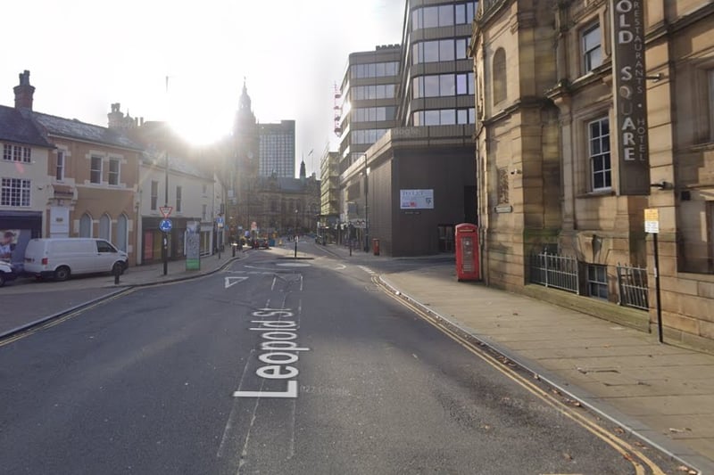 The joint fifth-highest number of reports of violence and sexual offences in Sheffield in February 2024 were made in connection with incidents that took place on or near Leopold Street, Sheffield city centre, with 8