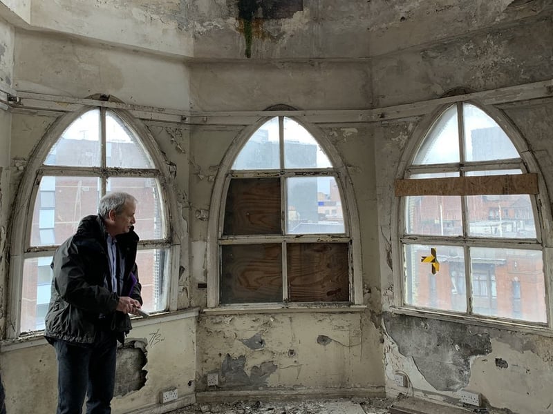The interior of the Lion Chamber turret in 2019.