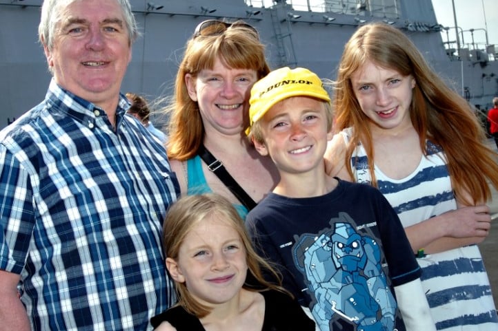 The Kirby family spared time for a photo on the flight deck in May 2012.
Here are Norman and Andrea with their children Rachel, 13, Thomas, 11, and Katie aged 10.