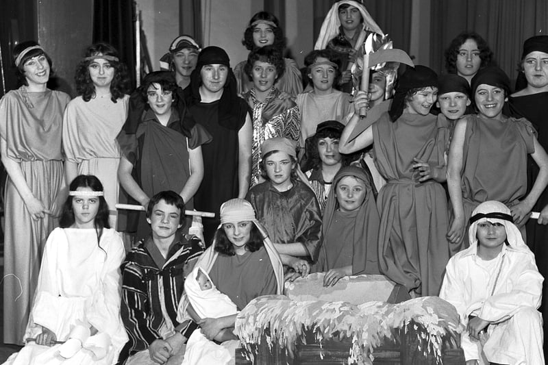 The cast of Ainslie Park secondary school's nativity play in December 1978.