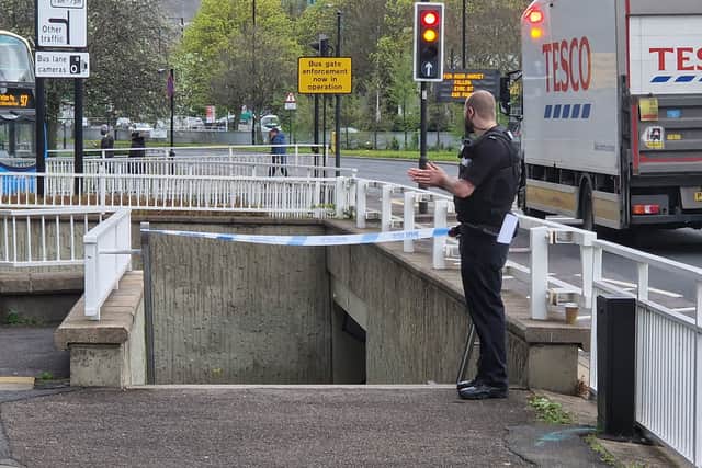 Two boys were stabbed in the underpass at St Mary's Gate in Sheffield this morning