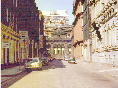 A view up Virginia Street in Glasgow's Merchant City in May 1975. 