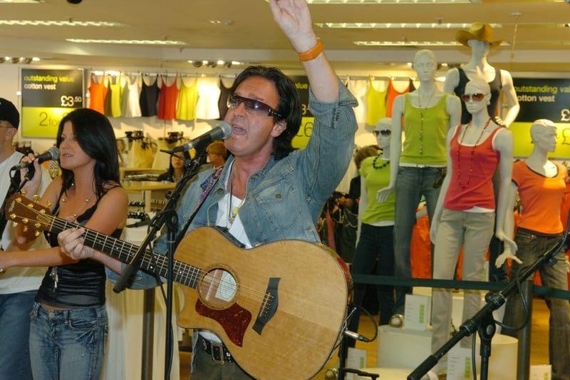 New rock act GTA perform at M&S in June 2006 to raise money for Teenage Cancer Trust. Pictured are singers Gavin Aldred and Ingrid Madsen.