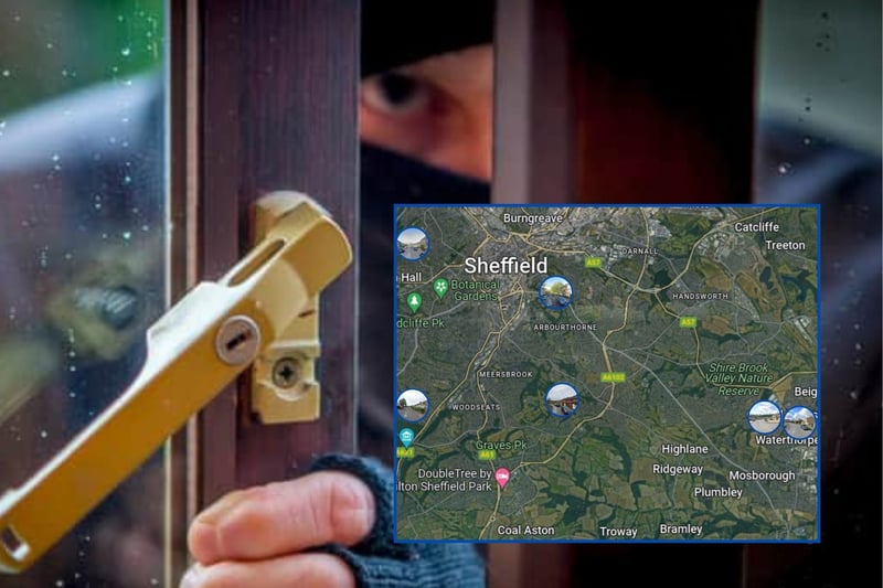 The six worst Sheffield streets for reported burglaries are pictured here