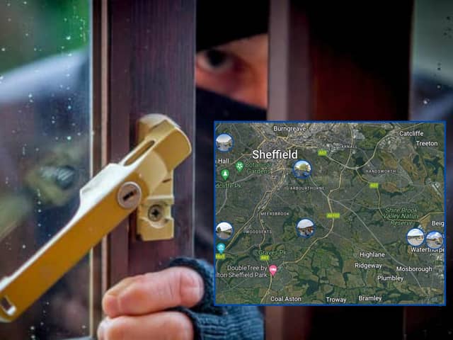 The six worst Sheffield streets for reported burglaries are pictured here