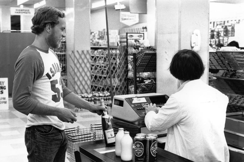 A supermarket checkout in Islington in 1980.