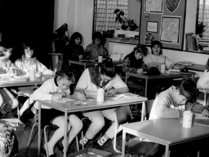 Pupils at work at Southey Green School, on Longley Avenue, in 1989
