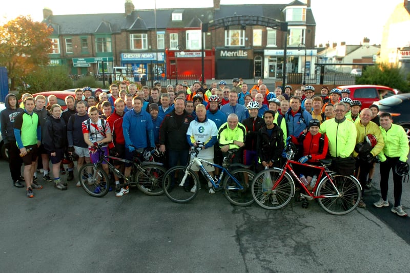 Around 110 cyclists gathered at the Chester pub for the annual charity bike ride from Nenthead back to Sunderland.