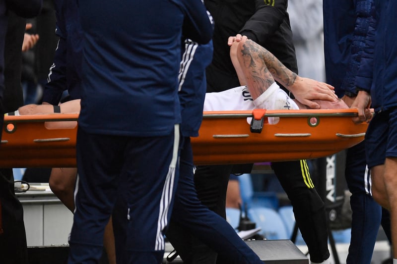 Heartbreak. Dallas fractured his femur after a collision with Jack Grealish at Elland Road on April 30, 2022 