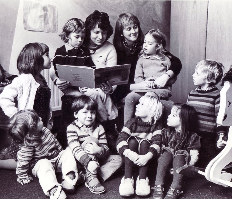 Pupils and staff at the Rudolph Steiner School, Sheffield, in November 1985
