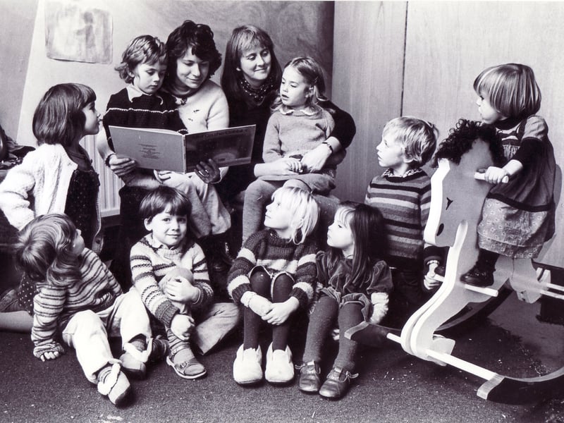 Pupils and staff at the Rudolph Steiner School, Sheffield, in November 1985