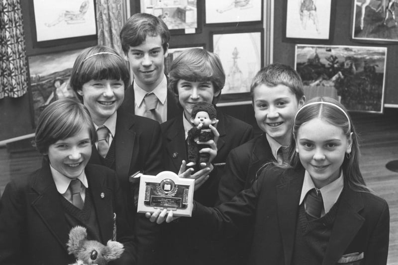 These crime-savvy students at Castle View School won a competition in November 1981.
They were tops in the area finals of a crime prevention contest arranged by Northumbria Police in November 1981.