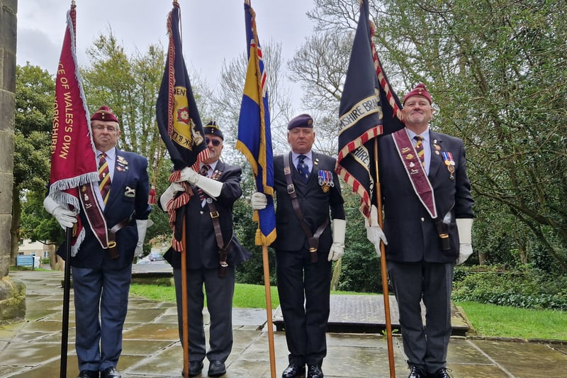 The standard bearers included members of the Prince of Wales Own Regiment (both of Barnsley and York & Lancaster) and the Royal British Legion. 