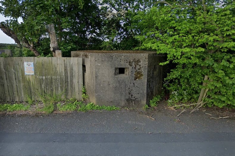 The pillbox standing opposite Cala Gran caravan park on the B5268 Fleetwood Road.