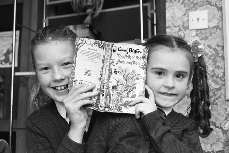 Anneline Watts (left) and Clare Hardy were reading their favourite book at St Anne's RC School in November 1987.