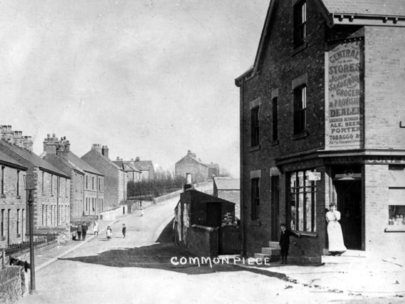 Common Piece, Stocksbridge, showing John Sanderson provision dealer and grocer, some time between 1900 and 1919