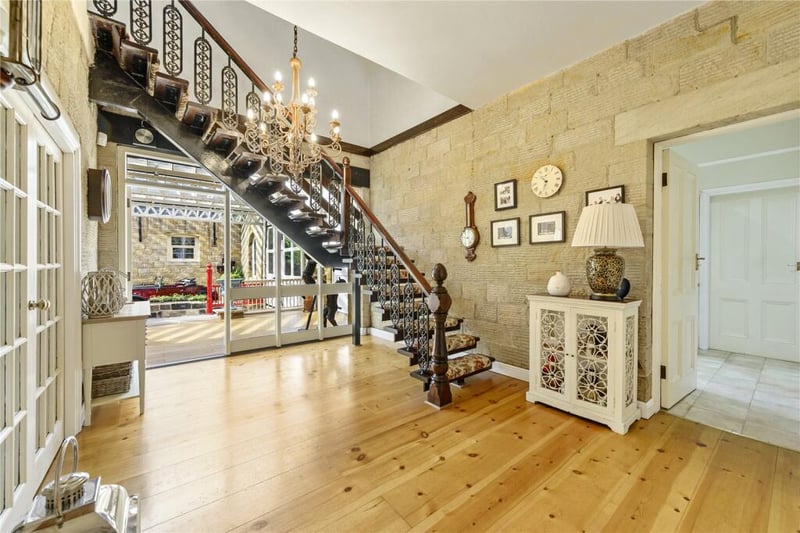 The stylish stairs lead to the first floor.