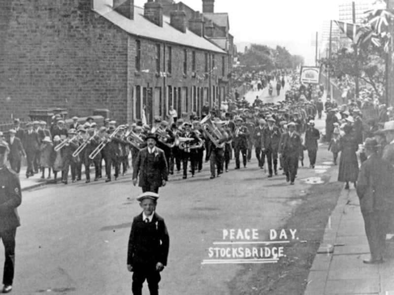 Peace celebrations in Stocksbridge, Sheffield, in 1919, after the First World War