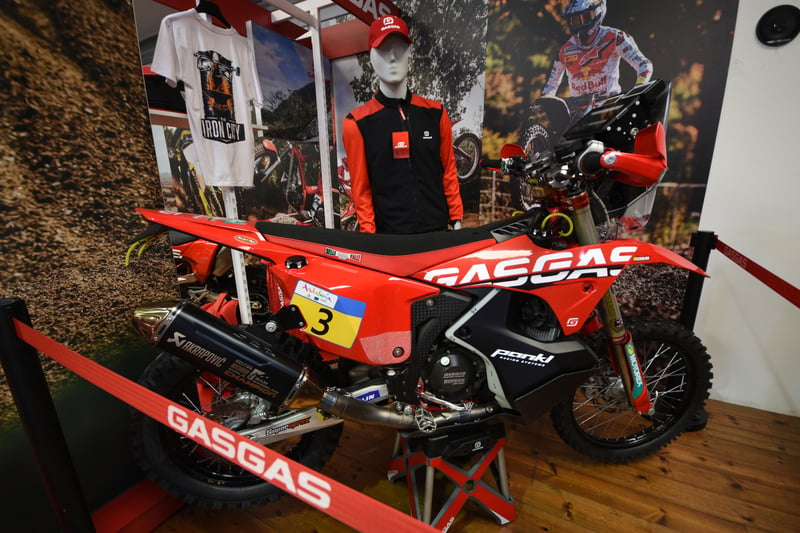 The GASGAS Dakar bike, ridden by Sam Sunderland, was one of the many attractions of the launch party.