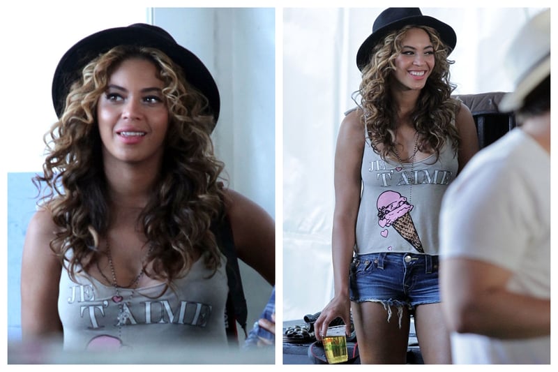 Queen Bey, Beyonce looking ultra stylish in cut off demin shorts and an  ice-cream vest at Coachella in 2010