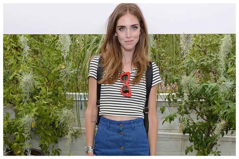 Sometimes simple is best. Influencer Chiara Ferragni went for a simple striped black and white T-shirt, denim skirt and red sunglasses for her Coachella look back in 2015