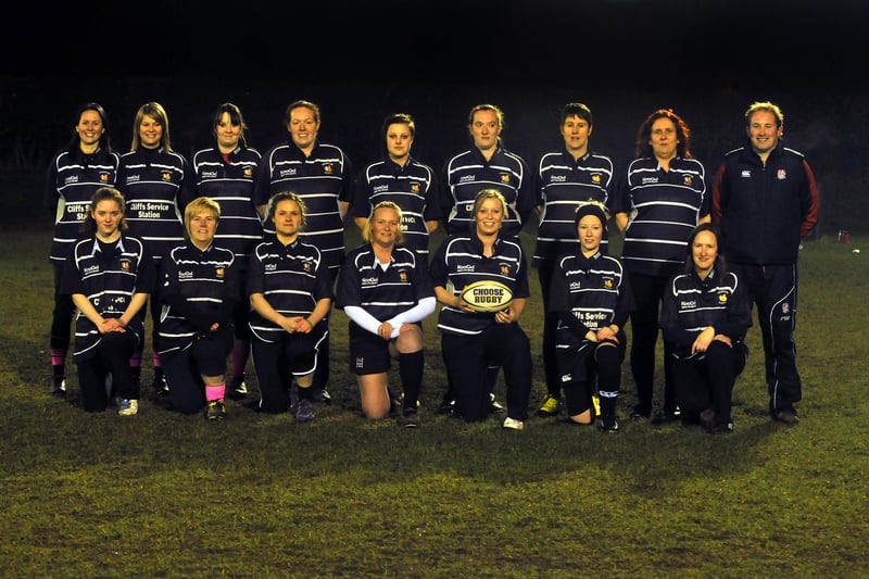 Houghton Women took a break in training for this team line-up in March 2013.