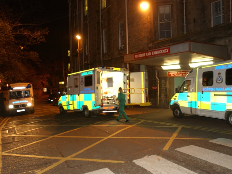 Ambulances outside the Royal Infirmary accident and emergency department in 2003