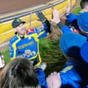 Chris Holder celebrates with Sheffield fans after the Tigers win at Leicester, which saw him and his brother Jack in heat 15 5-1 to clinch the victory. ,Photo: David Kessen, National World
