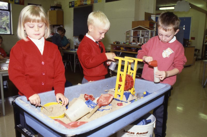 These new starters were pictured at Richard Avenue Primary School on their first day in September 1991.