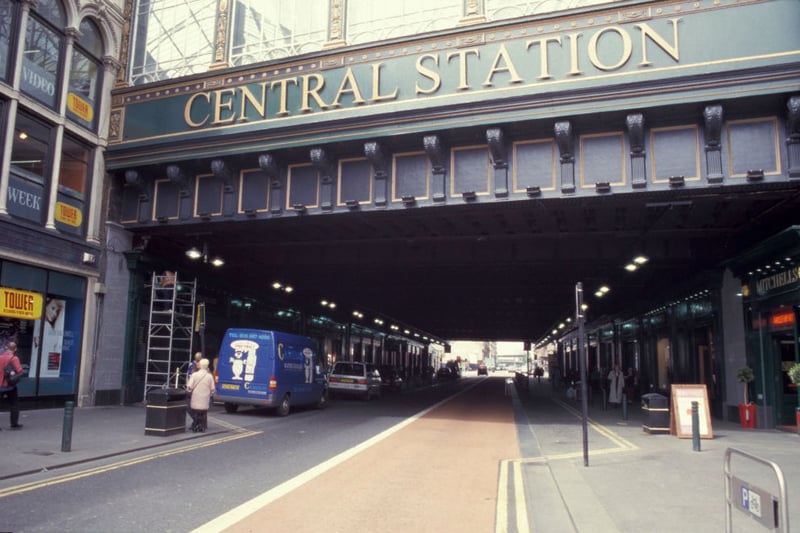 Overbridge at Glasgow Central station with retail development beneath. The Heilanman's Umbrella is set for a major refurbishment coming to the Argyle Street overhang soon.