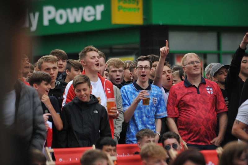 Fans in fine voice as they watch England's opening World Cup match against Tunisia in 2018 at the Park Lane fanzone.