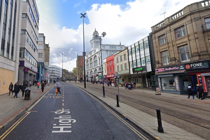 The joint fourth-highest number of reports of criminal damage and arson in Sheffield in January 2024 were made in connection with incidents that took place on or near High Street, Sheffield city centre, with 3