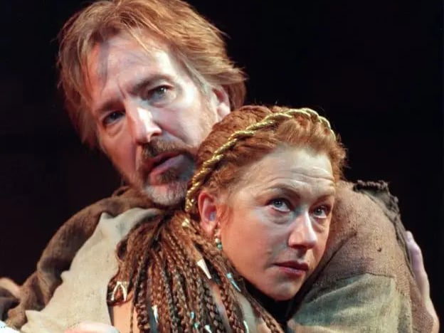 Alan Rickman and Helen Mirren starred in the title roles of Shakespeare's Antony and Cleopatra at the National Theatre in 1998.