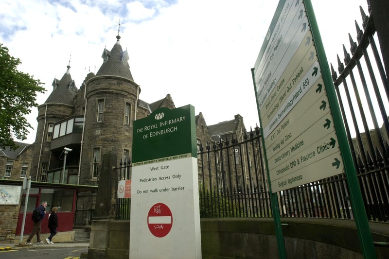 Someone added a "Get well soon" message to the no-entry sign at the west gate pedestrian access to the Royal Infirmary in 2002