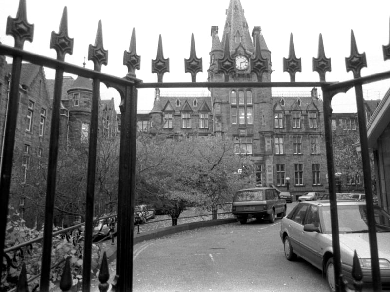 Gates of Edinburgh Royal Infirmary, November 1993.