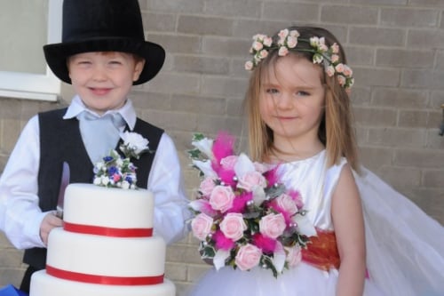 William Swindle 5, and Kate Hart 4, of East Herrington Primary School took part in a mock wedding ceremony in front of their parents and teachers in 2011.