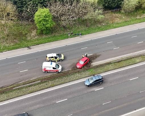 M1 single vehicle collision today (April 13)